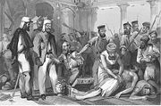 British soldiers looting Qaisar Bagh, Lucknow, after its recapture (steel engraving, late 1850s)