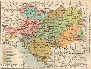 "Distribution of Races in Austria–Hungary" from the Historical Atlas by William R. Shepherd, 1911