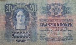A twenty-crown banknote of the Dual Monarchy