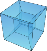 Picture of a hypercube projected onto a 2-dimensional surface