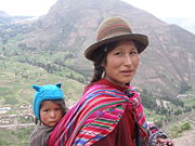 Peruvian woman and child of Amerindian ancestry