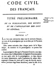 First page of the 1804 edition of the Napoleonic Code
