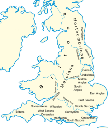 The main Anglo-Saxon Kingdoms in Edwin's time.
