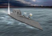Concept drawing for USS Zumwalt, the lead ship of the DD(X) class.