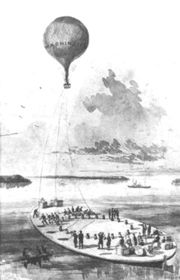 The Union Army balloon Washington aboard the George Washington Parke Custis, towed by the tug  Coeur de Lion.