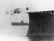 Ely takes off fromUSS Birmingham, 14 November 1910.