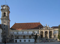 The tower of the University of Coimbra, the oldest Portuguese university.