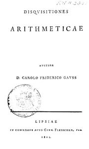 Title page of Gauss's Disquisitiones Arithmeticae