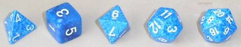 Polyhedral dice are often used in role-playing games.
