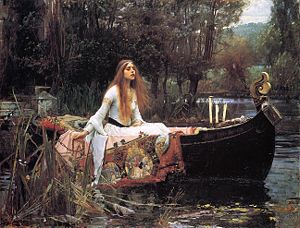 A Romantic heroine: in The Lady of Shalott (1888) John William Waterhouse's realistic technique depicts a neo-medieval subject drawn from Arthurian Romance