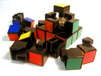 Rubik's Cube partially disassembled.