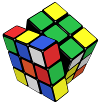 Rubik's Cube in a tilted state.