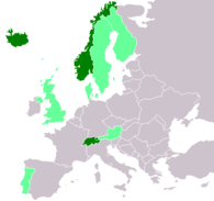      European Free Trade Association member states.      Former member states, now European Union member states.