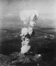 The mushroom cloud over Hiroshima after the dropping of the uranium-based atomic bomb nicknamed 'Little Boy' (1945)