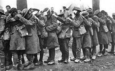 British 55th (West Lancashire) Division troops blinded by tear gas during the Battle of Estaires, 10 April 1918.