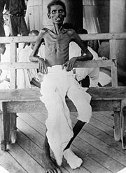 This photograph shows an emaciated Indian army soldier who survived the Siege of Kut.
