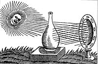 A 16th century engraving shows early interest in using concentrated sunlight.