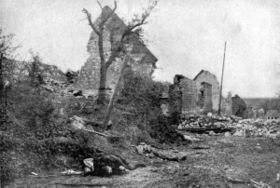 The ruins of Carency after it was recaptured by France.