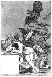 "The sleep of Reason creates monsters", etching and aquatint by Francisco Goya