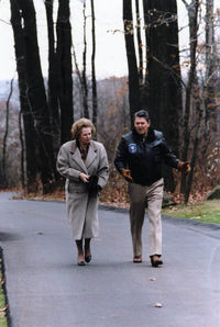 Ronald Reagan and Margaret Thatcher at Camp David, 1986.
