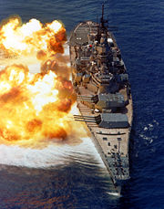 The firepower of a battleship demonstrated by USS Iowa (1942)