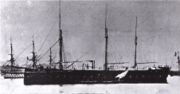 The French La Gloire (1859), the first ocean–going ironclad warship.