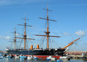 HMS Warrior (1860), the Royal Navy's first ocean–going ironclad warship.