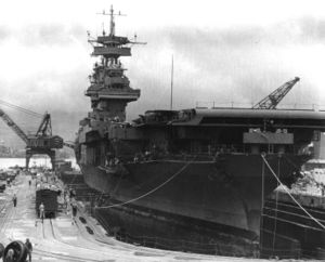 USS Yorktown at Pearl Harbor days before the battle.