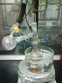 Dimethyl sulfoxide usually boils at 189 °C. Under a vacuum, it distills off into the receiver at only 70 °C.