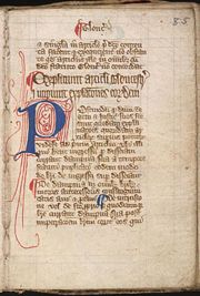 Magna carta cum statutis angliae, (Great Charter with English Statutes) page 1 of manuscript, fourteenth century.