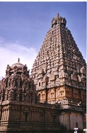 Detail of the main vimanam (tower) of the Thanjavur Temple