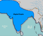Approximate extent of the Mughal dynasty in the 17th century