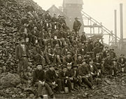 Miners at the Tamarack Mine in Copper Country, Michigan, USA in 1905.