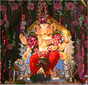 A large Ganesha murti from a Ganesh Chaturthi festival in Mumbai