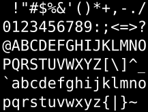 There are 94 printable ASCII characters, numbered 33 to 126 (decimal) in the original code.