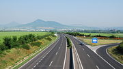 EU funds finance infrastructure such as this motorway Prague-Berlin (Lovosice), Czech Republic