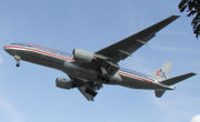 American Airlines Boeing 777 landing at Heathrow