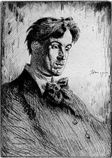 A 1907 engraving of William Butler Yeats, one of the founders of the Abbey Theatre