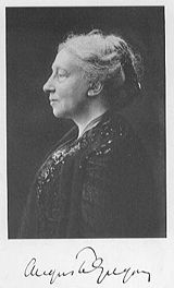 Lady Gregory pictured on the frontispiece to "Our Irish Theatre: A Chapter of Autobiography" (1913).