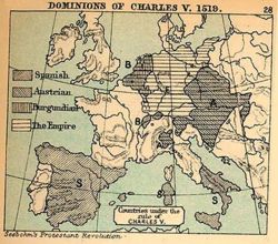 The territories controlled by Charles V in 1519.