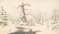 Kane crossed the Rocky Mountains twice in winter. (Field sketch by Kane, 1846.)