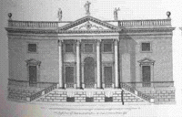 Palladian revival: Stourhead House, East facade, based on Palladio's Villa Emo.  Both images are from Colen Campbell's Vitruvius Britannicus.