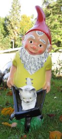 Many lawn ornaments like this garden gnome are considered kitsch.