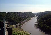 The Avon Gorge and Clifton Suspension Bridge, looking south from the Downs