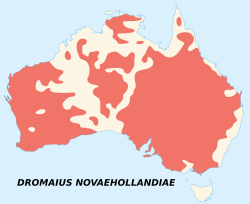 The Emu has been recorded in the areas shown in pink.