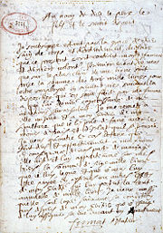 Holographic will handwritten by Fermat on March 4, 1660 — kept at the Departmental Archives of Haute-Garonne, in Toulouse