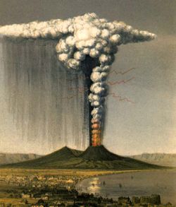 The 1822 eruption was one of five explosive subplinian eruptions which have taken place since the 1631 eruption. The eruption column rose to about 14 km.