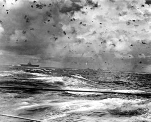 The aircraft carrier Hornet under attack