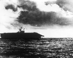 Hornet, sinking and abandoned late on October 26, 1942.