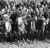 Kurdish Cavalry in the passes of the Caucasus mountains (The New York Times, January 24, 1915).